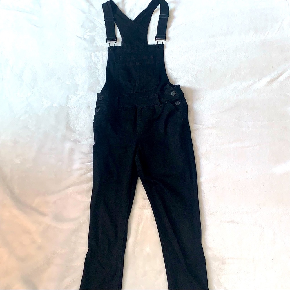 REFUGE Stylish Black Full-Length Skinny Overalls